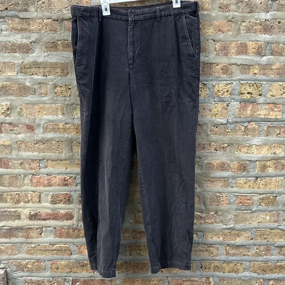 Croft & Barrow Men’s Black Cotton Twill Pleated Classic Fit Corduroy‎ Pants 38W
